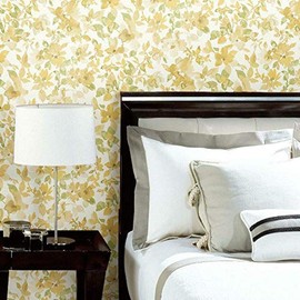 RoomMates RMK11701WP Yellow and Green Watercolor Floral Peel and Stick Wallpaper