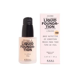 AHAL - Maquillaje Líquido con Jojoba y Aloe, Cobertura Media, Acabado Mate, Skincare, Ideal para Todo Tipo de Piel, 32g (00, 32g)