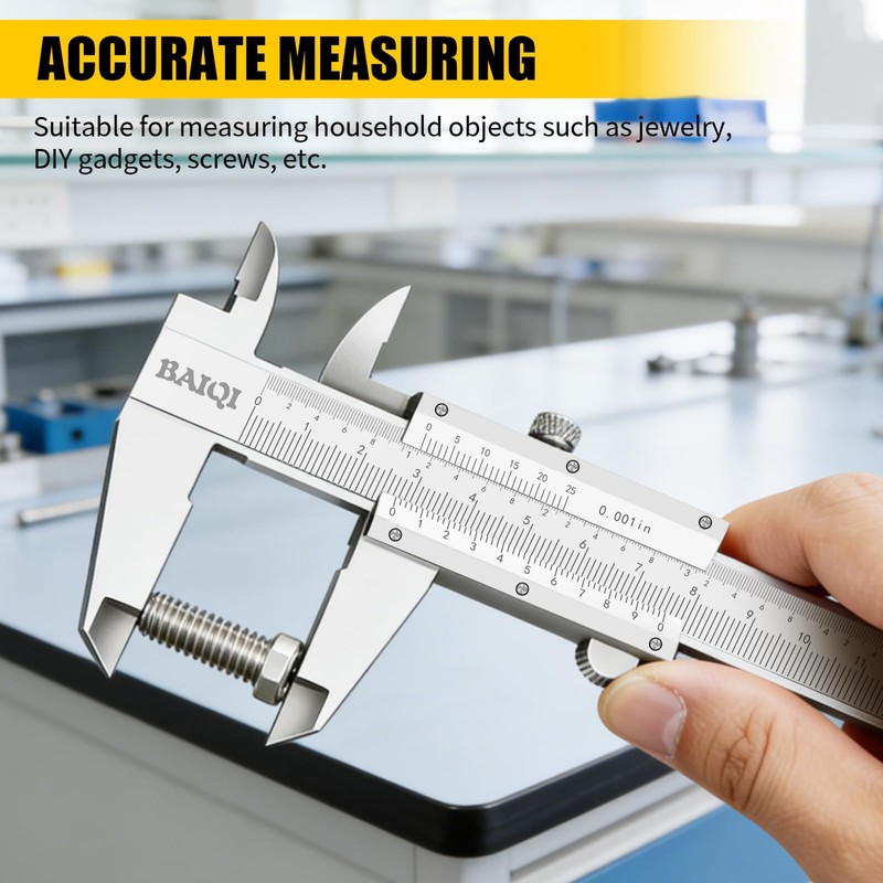 BAIQI Vernier Caliper Measuring Tool,0-6"/0-150mm Manual Stainless Steel Caliper,High Accuracy