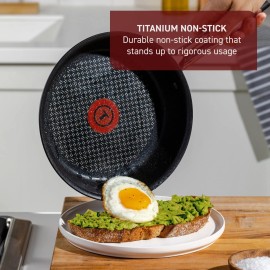 T-fal Cook & Strain 2pc Frypan Set - 10" & 11.5", Non-Stick, Black