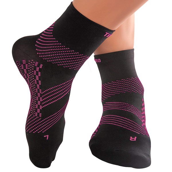 TechWare Pro Plantar Fasciitis Sock - Ankle Support Compression Socks Women & Men. Foot Brace with Arch Support for Foot Pain Relief. (Pink Small)