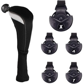 FINGER TEN Golf Club Head Covers for Woods Long Sock Driver Hybrid Fairway Value 3/4/5 Pack, Headcovers with Interchangeable No. Tag Color Blue Black Red Fit Woods Clubs (Black-4 pack (1+1+2)