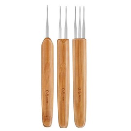 WeddHuis Set of 3 dreadlock crochet hooks, stainless steel dreadlock needle set needle for dreads dread locking hair tools for braiding locking crafts and braiding crochet crafts (0.5 mm)