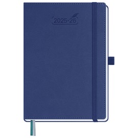 BEZEND Calendar 2025 2026 Weekly Planner A5, 18-Month Book Calendar July 25-Dec 26, PU Leather Hardcover 1 Week 2 Pages with Pen Holder - Blueberry