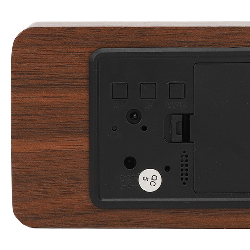 LED Wood Digital Alarm Clock 3 Level Brightness Electronic Clock