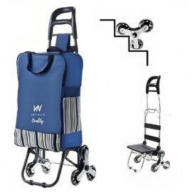 VN INFINITE QUALITY Shopping Cart on Stair Climbing Wheels 6 Rubber Wheels - Family Size Grocery Car - Trolley Suitcase