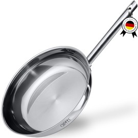 GIPFEL INTERNATIONAL Stainless Steel Frying Pan 12 Inch - Tri Ply Stainless Steel Skillet Healthy Non Toxic Cookware - Fry Pans for Induction Gas Electric Ceramic Stove & Oven Safe (12 Inch)