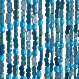 BECHAEO Handmade Beaded Door Curtain for Doorway Boho Hanging Door Bead Curtain for Hallway Closet Bedroom Living Room Divider Hippie Aesthetic Room Decor, 35.5 x 75 Inches Blue