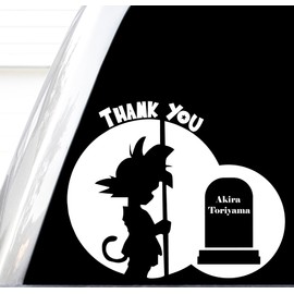 Thank You Akira Toriyama Decal, Kid Goku Decal, DBZ Stickers, Anime Decals, RIP Akira Toriyama, H 6.5 by L 8 Inches (White)