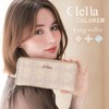 Cleria CL-21506 Women's Long Wallet, Embroidery, Genuine Leather, Large Capacity,