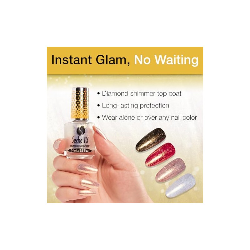 Seche Top Coat Efecto Diamante Gold 14.8ml