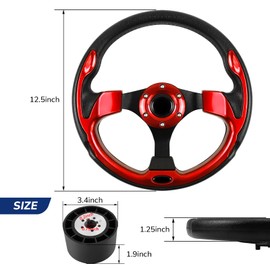 QYMOPAY 12.5 Inch Boat Steering Wheel with 3/4“ Axle Marine Steering Wheel Adapter, Yachts, Pontoon Boats