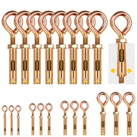Glarks 8pcs M16 Concrete Eye Bolts, Carbon Steel Expansion Screws Closed Hook Bolts, Colored Zinc Plated Expansion Eye Bolt Screw Anchor for Wall Masonry Concrete Expansion Heavy Duty Bolts