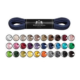Mount Swiss© Luxury Waxed Round Shoelaces for Business Shoes, Suit Shoes and Leather Shoes - Diameter 2 - 3 mm, Length 45 - 120 cm, 45 cm