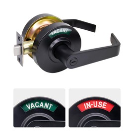 MARIE Commercial Door Handle for Bathroom Privacy,Vacant Occupied & Commercial Restroom Lock,Durable Restroom Door Handle with in-Use & Vacant Large Indicator (Black)