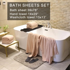 YTYC Towels,39x78 Inch Oversized Bath Sheets Towels for Adults Luxury Bath Towels Extra Large Sets for Bathroom Super Soft Highly Absorbent Microfiber Shower Towels 80% Polyester (Pink,6 Piece)