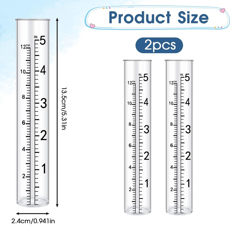 SynHHergyx 2 Pcs 5" Rain Gauge Replacement Tubes for Outdoor
