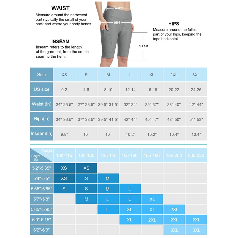 BALEAF Women's 4D Padded Bike Shorts Cycling Biking Long 10"