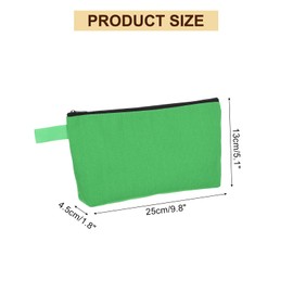 sourcing map Canvas Makeup Bags, 10 Pcs Travel Cosmetic Bags Bulk, Multipurpose Plain Toiletry Zipper Pouches Blank DIY Craft Bags Pencil Bag for Women Teens, Green
