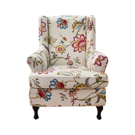 CRFATOP Printed Wing Chair Slipcovers 2 Piece Stretch Wingback Chair Cover Spandex Fabric Wingback Armchair Covers with Elastic Bottom for Living Room Bedroom Wingback Chair,A07