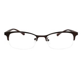 PASTL Magnified Lens Reading Glasses Half Rim Rectangular Spring Hinge Brown +1.25