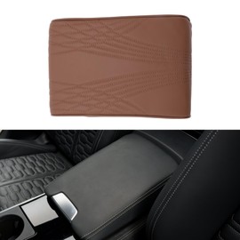 TUCKBOLD Universal Center Console Cover Car Armrest Cover Middle Console Cover Lid for Most Vehicle SUV Car Sedan 12.6"x8.66"x1.97" Brown Napa Leather