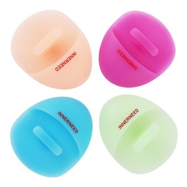INNERNEED Super Soft Silicone Face Cleanser and Massager Brush Manual Facial Cleansing Scrubber Handheld Wash Pad for Sensitive, Delicate, Dry Skin (Pack of 4)
