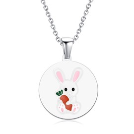 Bunny Necklace, Rabbit Coin Pendant Animal Jewelry Gift for Women Daughter Easter Gifts