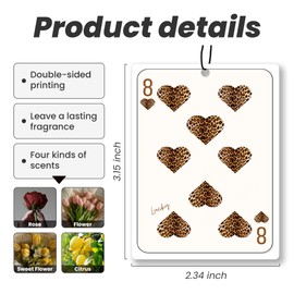 Trendy Retro Leopard Print Car Air Freshener 4 Pcs - Cheetah Print Lucky 8 Ball Dice Martini Air Freshener Hanging Decor for Cars Closet Drawer Books, Cute Car Accessories for Women