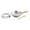 Helen's Asian Kitchen Round Bottom Wok Set, Carbon Steel and