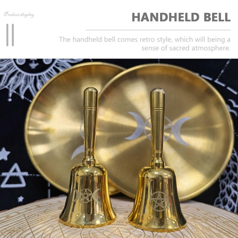 MAGICLULU Mini Brass Altar Bell with Pentagram Pattern Multi Functional