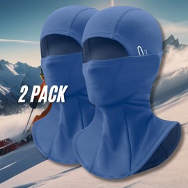 Unihauser Gear [ 2 Pack ] Balaclava Thermal Ski Mask | Warm Fleeced, Cold Weather Essential Addon to Outdoor Enthusiast's Collection and Motorcycle Accessories (Blue)