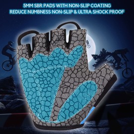 Cycling Gloves Half Finger Unisex Padded Grips Palm Bicycle Summer Riding MTB Bike Gloves for Men Women Non-Slip Fingerless Short Mountain Bike Ride Sports Hiking Mitts Climbing Gym (Black, M)