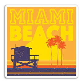 2 x 10cm Miami Beach USA Vinyl Stickers - Sticker Car Luggage Travel #19233 (10cm Wide)