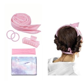 LATRAT Curler Curls Without Heat, DIY Hair Curler Curling Band, Hairstyle Set for Medium Long Hair, Hair Clip & Scrunchies Gift for Girls and Women (Pink, One Size)