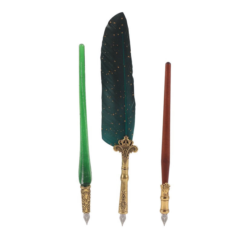 Feather Pen Set European Style British Retro Lacquer Stamp Dipped