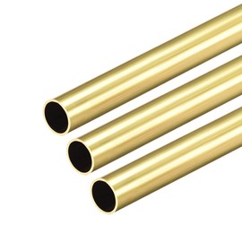 Ofowin [3 Pcs] Brass Round Tube 300mm Length 10mm OD 0.5mm Wall Thickness, Metal Copper Seamless Straight Pipe Tubing for DIY Draft Hollow Decoration Frame Models Hobby