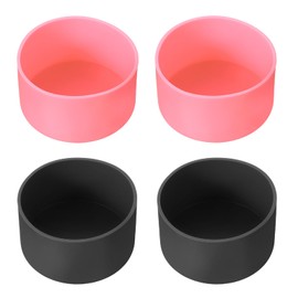 PATIKIL Silikon-Kofferraum, 4 Stück, Bodenhülsen, rutschfeste Schutzhülle für Wasserflasche, Auto, Reisebecher, Schwarz/Hellrosa