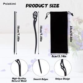 20 Pcs Wooden Hair Sticks, Black Chinese Hair Chopsticks, Vintage Wood Hair Forks Hair Sticks Hair Pins Hair Bun Holders for Long Hair Women Hair Styling Accessories