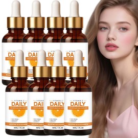 Suero de vitamina C para la cara, suero iluminador antienvejecimiento, hidratante y nutre, piel suave y suave, ayuda a mejorar la piel opaca de manera radiante, para hombre y mujer (8Pcs)