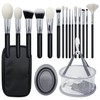 JILIER 15Pcs Professional Goat Hair Makeup Brushes Set with Drying