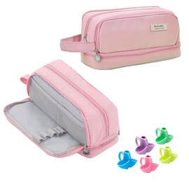 Estuche para Lápices de Gran Capacidad,Con 5 Agarres para Lápices,Estuche de Gran Capacidad Con 3 Compartimentos,Almacenamiento de Papelería,Adecuado para La Escuela,Oficina,Viajar