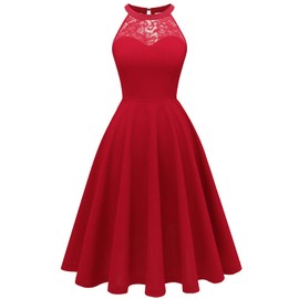 Bbonlinedress Women’s Evening Dresses, Elegant, for Wedding Guest, Festive Dress, Halterneck, Confirmation, Youth Ceremony, Bridesmaid Dresses, Cocktail Dress, Party Dress, 01-red