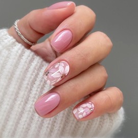 JMEOWIO Gel Nail Stickers Flower Semi Cured Gel Nail Strips Wraps UV/LED Nails Art Design Decoration Accessories