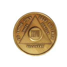 27 Year Bronze AA (Alcoholics Anonymous) - Sober / Sobriety / Birthday / Anniversary / Recovery / Medallion / Coin / Chip by Generic by Generic