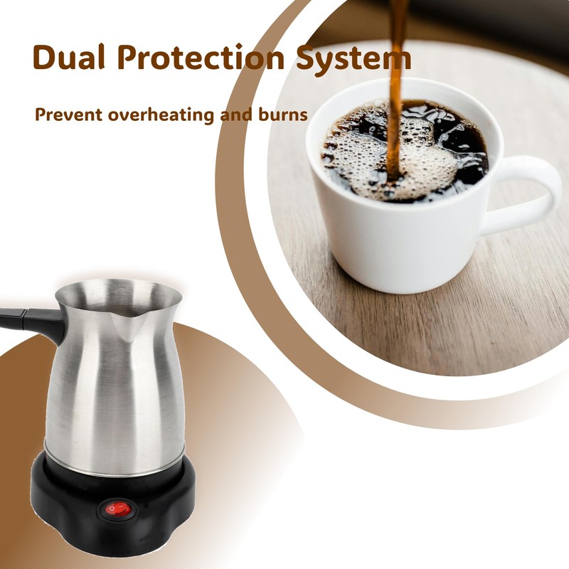 Gugxiom 600ml Electric Turkish Coffee Pot, Stainless Steel Turkish Coffee