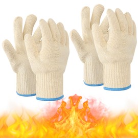 Halinuia Anti Burning Glove Kitchen Oven Glove Heat Resistant BBQ Glove Indoor Outdoor Cotton Knitted Thick Oven Air Fryer High Temperature BBQ Warm