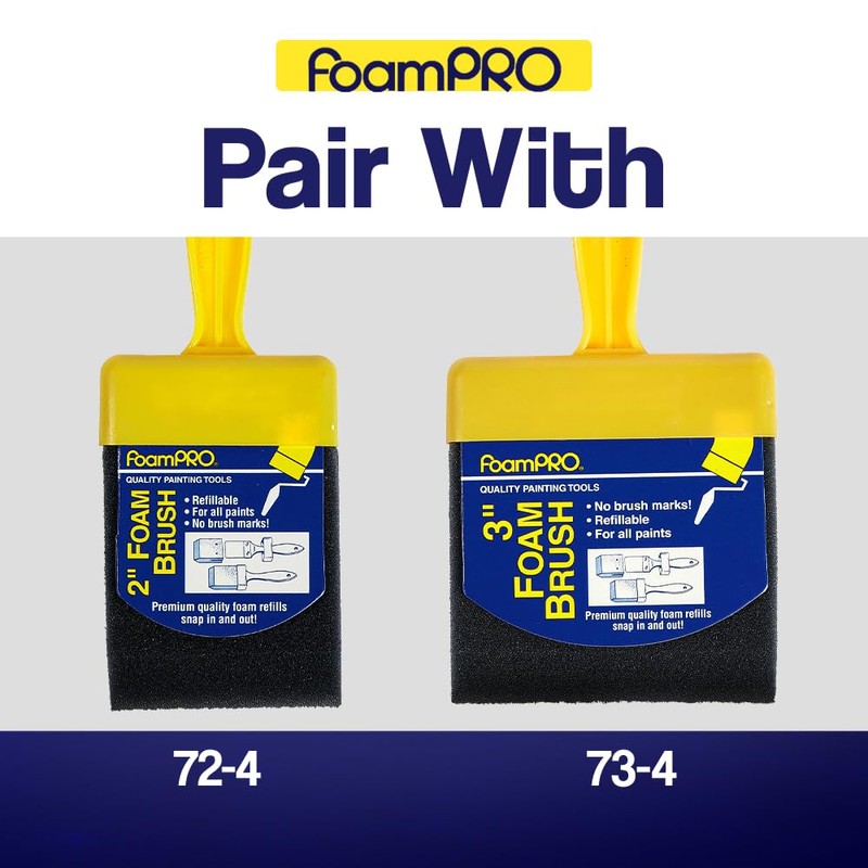 FoamPRO 715-4, 1 1/2" Foam Brush w/ 4 Refills -