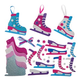 Baker Ross FN326 Ice Skate Decoration Kits - 8 Pack Christmas Crafts for Kids Christmas Decorations