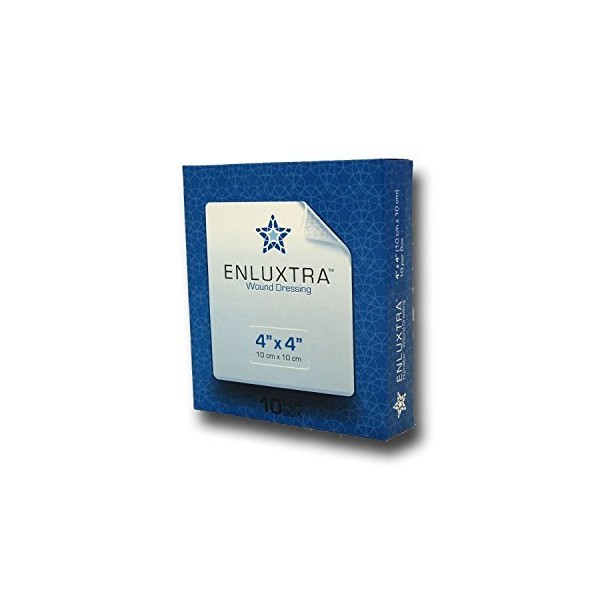 004 Any Wound Dressing Enluxtra 4"x 4" Self-Adaptive Super Absorbent Dressings for Accelerated Moist Healing of Wounds with Any Drainage Level, Box of 10